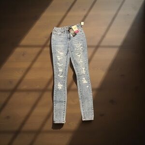 SO Light Blue Distressed Skinny Jeans
